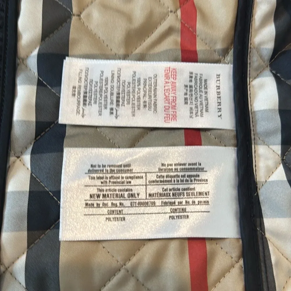 Burberry Children Black Diamond Quilted Jacket in size 5 youth
